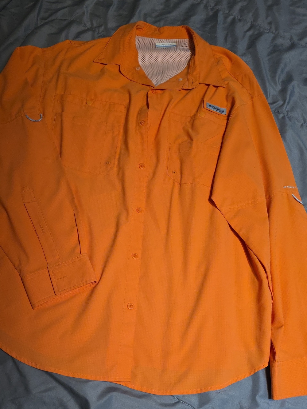 Columbia Mens Bright Orange Button-Up Shirt